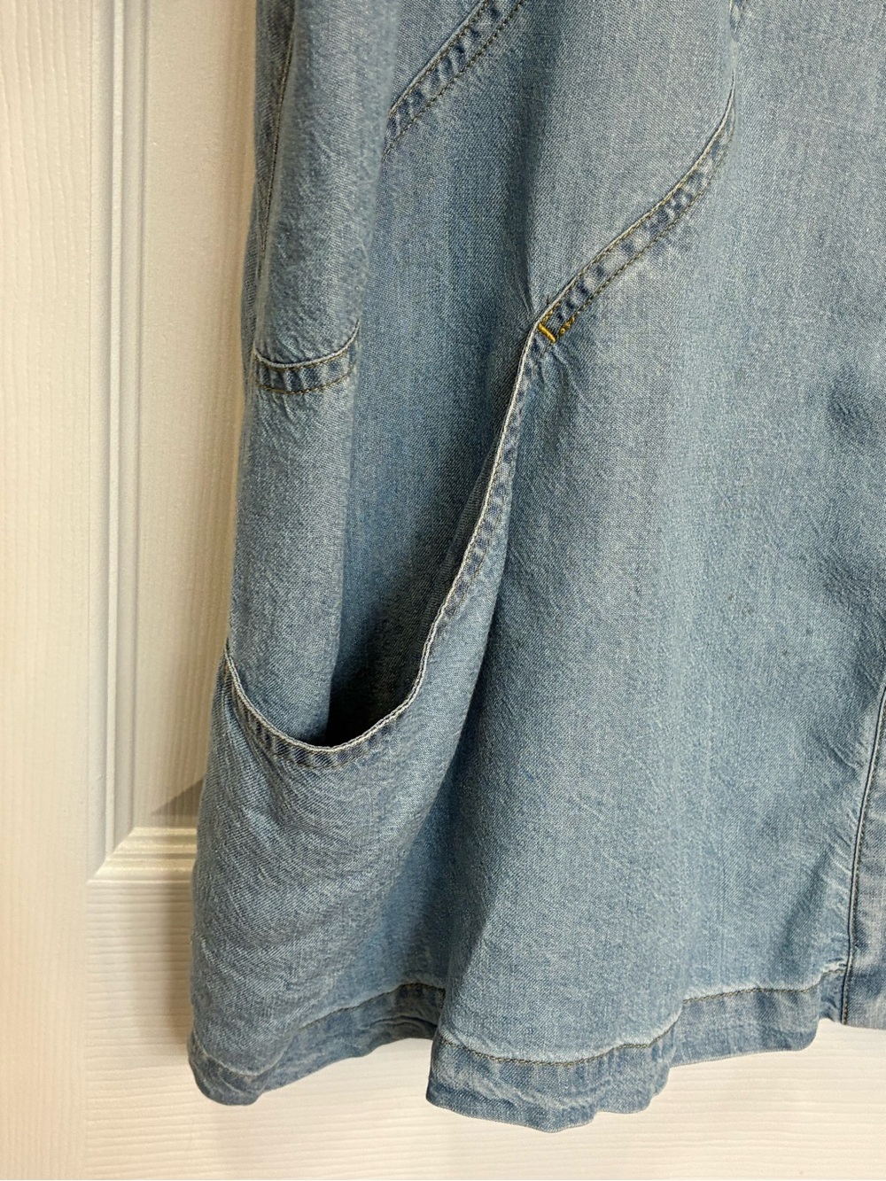 Soft Surroundings Chambray Tunic Womens 1X Button Up Pockets Artsy Lagenlook - Picture 5 of 8